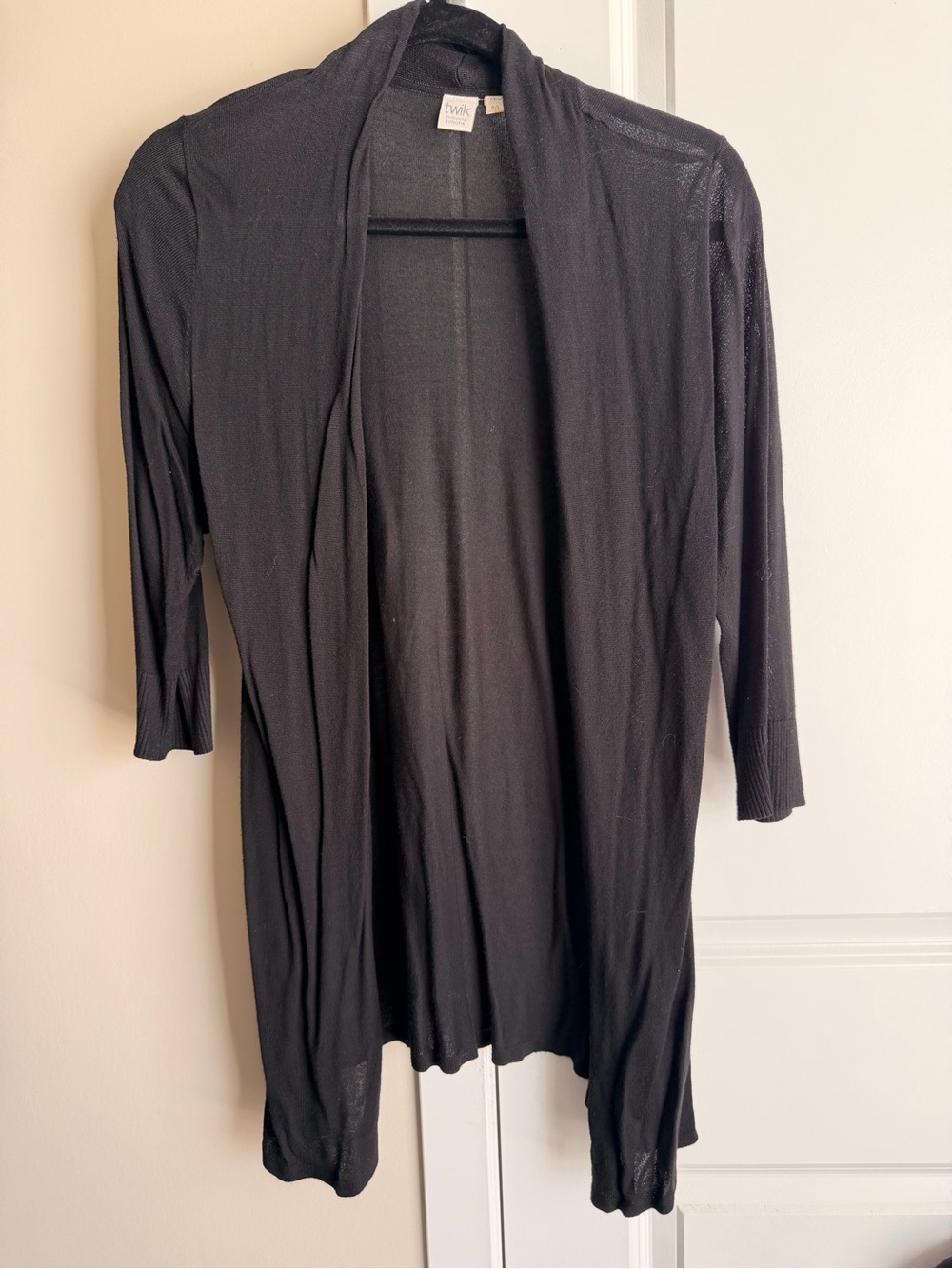 Simons Black Open-Front Lightweight Cardigan